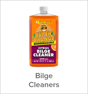 Bilge cleaners for boats - a selection of cleaning products on a desktop