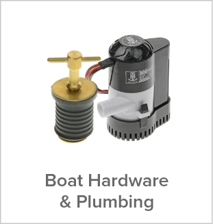 Boat hardware and plumbing supplies on a desktop
