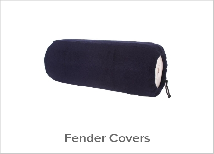 Fender covers for boat protection - blue and white striped covers on boat fenders.